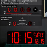 16.5-inch Perpetual Calendar Wall Clock - Large Screen with Temperature, Date, Week Display. LED Digital Multi-Function with Remote