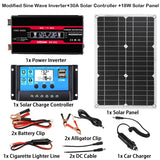110V/220V Panel System 18V18W Solar Panel+30A Charge Controller+4000W Modified Sine Wave Inverter Power Generation Kit