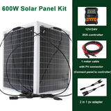 300W/600W 18V Flexible Monocrystalline Solar Panel with 60A Controller - Complete Kit for Outdoor, Phone, RV, Car, Boat, Camping.