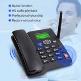 Cordless Desktop Telephone SIM Card 2G Fixed Wireless Phone with Antenna Radio Alarm Clock Funtion for House Home Call