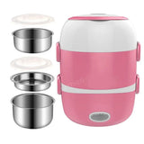 Mini Electric Rice Cooker Stainless Steel 2/3 Layers Steamer Portable Meal Thermal Heating Lunch Box Food Container Warmer