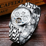 GUANQIN Business Sports Tourbillon Men's Mechanical Automatic Watch Hollow Design Stainless Steel Sapphire 30M Waterproof 2022