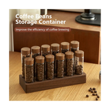 Beans Storage Container Tea Test Tube Glass Bottle with Walnut Display Rack Espresso Coffee Accessories D