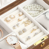 Wooden Flip Organizer Box Jewelry Gift Display Case Watch Earrings Ring Holder Jewellery Storage