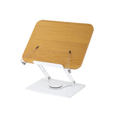 360°Rotating Base Holder for Reading Hands Free Foldable Book Display with Paper Clips Wood Panel Stand