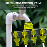 Way Garden Splitters Faucet Diverter Tap Connector Hose Pipe Splitter Water Distributor with 4 Individual Switch