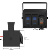 DaierTek 3 Gang Rocker Box 12V SPST ON Off Waterproof Switch PD Type C and QC 3.0 USB Charger Voltmeter DIY Stickers