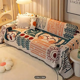 Scandinavian style sofa covers for all seasons, with a universal cover featuring plant and hybrid cat patterns, 1 piece