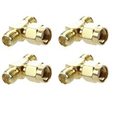 8 Pcs Male To Two RP SMA Female Triple T RF Adapter Connector 3 Way Splitter
