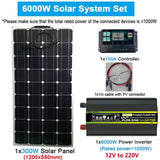 110V/220V System 300W Panel+150A Solar Charge Controller 4000W 6000W 8000W Inverter Emergency Power Generation Kit