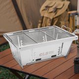 Barbecue Adjustable Firepower Firepit Tabletop Stainless Steel Foldable Grill for Backpacking Yard Outside Garden Picnic