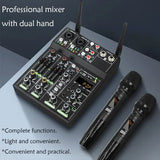 4 Channel USB Audio Mixer with Wireless Microphone Studio Sound Mixers Bluetooth-compatible REC DJ Console Mi for Karaoke