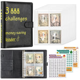 100 Envelopes Money Saving Challenge Budget Binder PU Leather Cover with Cash Envelope PVC Pocket Zipper/Digital Stickers