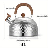 1pc Large Capacity Stovetop Coffee Kettle - Non-Magnetic Stainless Steel Whistle Kettle with 2L/3L/4L Capacity for Induction Cooking