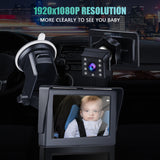Camera 1080P 4.3Inch Baby Cam Night Vision Safety Car Seat Monitored Mirror Adjustable Angle Length 5M Long Cable