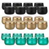 Tin 24 Piece, 8Oz, 3 Color Containers, Jars For Making, DIY Candle Can Set