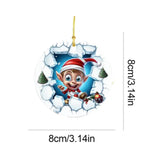 Tree Acrylic 3D Visual Effect Round Christmas Winter Fesitval Theme Decorative Ornaments For Car
