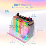 2 Grid Iridescent Holder Desktop Organizer Makeup Brush Box Acrylic Storage Pen Case For Bedroom Office Dresser