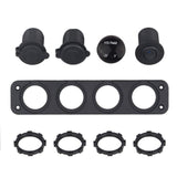 Green Light DIY 4 Hole Panel 4.2A Dual Usb Charger Cigarette Lighter Switch Volt Meter for Car Boat Trailer Vehicles Truck Yacht