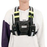 Walkie Talkie Radio Harness Front Pack Vest Chest Bag with reflective strips for Hunting Climbing Camping