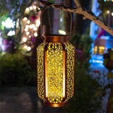 Solar Powered Lights Waterproof Outdoor Retro Hanging Light with Handle Metal Lanterns Lighting for Garden Patio Yard