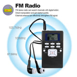 Mini Portable DSP Stereo FM Digital Clock Receiver for Simultaneous Interpretation Clip-on Radio Earphone Lanyard 1.2