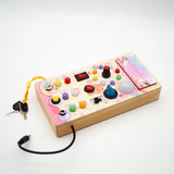 Board, Wooden Busy Board With LED Switches, Sensory Light Switch Travel Toys Pink Dream Easy Install
