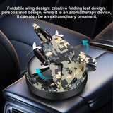 Solar Air Freshener Helicopter Automatic Rotation Essential Oil Diffuser Dashboard Camouflage Ornament Car Accessories