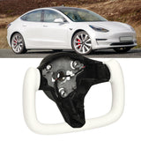 Heated Steering Wheel Comfortable Grip White Nappa Modified Simple Installation Cars Yoke Steering Wheel for Model 3 2017-2021