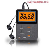 Pocket AM/FM Portable LCD Display Radio Receiver Mini MP3 Player with Earphone Universal Walkman Support TF Card Play