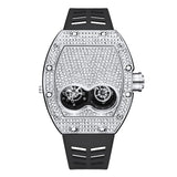 PINTIME Men's Watch Fashion Diamond Iced Out Case Silicone Strap Luxury Quartz Wristwatches Montre Relogios Masculino Hot Sale