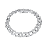 Cuban Bracelet Men's Sterling Silver With Diamonds