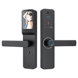 Wafu with 120° Wide-angle Camera and Smart Doorbell Keyless Entry Handle Aluminum Alloy Biometric Door Lock