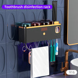 1pc Smart Sterilization Toothbrush Holder, Automatic Toothpaste Dispenser, Wall Mounted Bathroom Storage Rack, Dustproof Toothbrush Storage Organizer, Bathroom Multifunctional Toothpaste Toothbrush Container, Bathroom Accessories