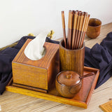 Storage Box Set Organizer Chopstick Draining Tissue Storage Box Wooden Kitchen Tableware Drainer Holder Organizer