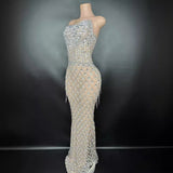 Fashionable and elegant long runway show, host dress, luxurious evening dress