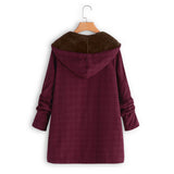 Pure color plus fleece hooded zipper women's jacket