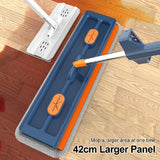 or Cleaning Handsfree Self-Wringing Flat Mop With Squeegee 360° Swivel 42cm Large Head Wet&Dry Use For Wood Tile Marble