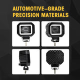 2PCS Motorcycle LED Headlight Projector Lens Dual Color ATV Scooter Driving Fog Light Auxiliary Square/Round Spotlight Lamp