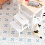 1/12 Dollhouse Miniature Cat Step Wooden Kitten Footstool Double-Layer Sit Chair Holding Stool