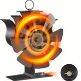 1pc, Fireplace Fan, 8 Blades Wood Stove Fan With Base Thermometer, Electric Fireplace Heater, Non Electric Fan For Wood, Thermoelectric Fan Thanksgiving Halloween Christmas Gift Fall Winter Essential Fireplace Accessories Wood Stove Accessories