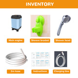 Outdoor Camping IPX7 Waterproof with Digital Display Portable Electric Shower Pump for Hiking Travel Beach Pet Watering