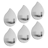 Adhesive Wall Hooks Bathroom Waterproof Stainless Steel Towels Hooks,For Coat Hat Robe,Waterdrop(Sier,6 Packs)