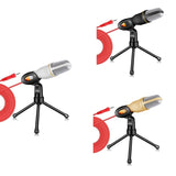 SF-666 Professional 3.5Mm Microphone Wired Home AUX Audio Stereo Desktop Tripod MIC Set For Pc Phone Karaoke Durable Gold