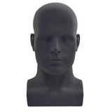 Male Mannequin Professional Manikin Head for Wigs Hats Headphone Display Stand (Matte Black)