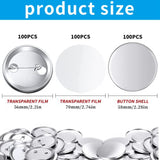 100 Sets Blank Making Supplies 58Mm/2.25 Inch Metal As Shown For Maker hine Round Badge Pin Button Parts