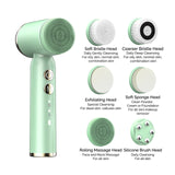 Wireless Electric Facial Cleansing Brush Hot&amp;Cold Compress Deep Skin Care Exfoliator 6In1 Sonic Blackhead Remover Facial Massage