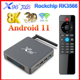 X96 X6 Android 11.0 TV 4/8GB RAM 32/64/128GB ROM RK3566 Support 8K 3D 2.4G/5G Dual WiFi 1000M BT4.X Set Top Box