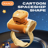 Lovely Cartoon Watch Fan USB Charging Astronaut Cartoon Dynamic Projection Flashlight Portable Handheld Wrist-held Bladeless Fan