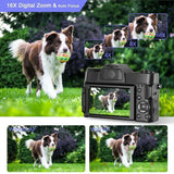 4K Digital For Photography and Video Auto focus Anti-Shake 48MP Compact Vlogging Camera 3' '180°Flip Screen with Flash